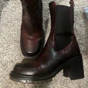 Women's Burgundy Leather Ankle Boots